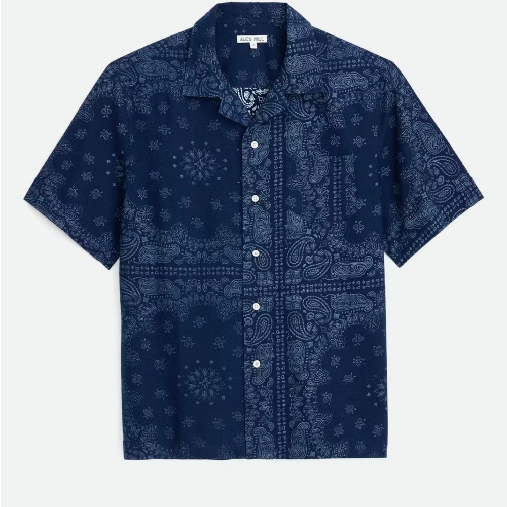 Alex Mill - Convertible-Collar Indigo-Dyed Bandana-Print Cotton Shirt - Blue